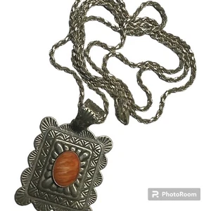 Carolyn Pollack Relios Southwest CORAL Pendant Sterling Silver Chain Necklace - Picture 1 of 6