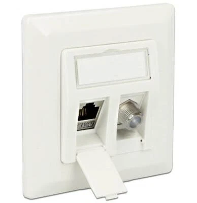 Kombi Netzwerk Daten Dose Cat6A 500MHz 10Gbit RJ45 LAN + SAT TV F-Anschluss UP - Bild 1 von 4