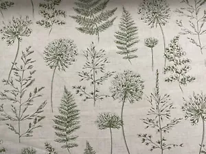 Country Herbs Cotton Fabric BEIGE GREEN Curtain Roman Blind Upholstery - Picture 1 of 7