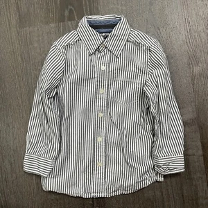 OshKosh B'Gosh Jungen Langarm gestreift weiß blau Kragen Größe 4T - Bild 1 von 4