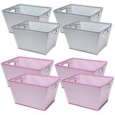 4pk Storage Bins 10" Tapered Cloth-Covered Baskets Double Handle Fabric Tote