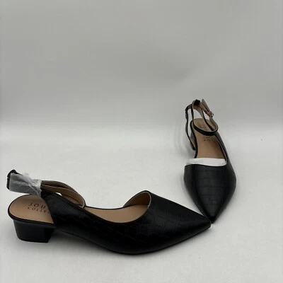 Zapatos de salón Journee Collection KEEFA negros con estampado de cocodrilo punta correa al tobillo, talla 11 Foto 1 de 4