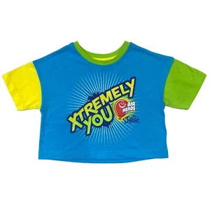 Justice Girls Xtremely You Airheads Blue Color Block Cropped T-Shirt - Picture 1 of 2