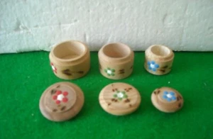 LOTTO 3 SCATOLE COPERCHIO LEGNO 3 MISURE DECRESCENTI ANNI '80 - Picture 1 of 1