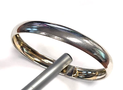 Estate Signed FAS 925 Sterling Silver Light Plain 7" Bangle Bracelet - Image 1 of 4