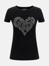 Guess Ss Guest Heart R3 - T-shirt Logo Strass Nero - Taglia L Abbigliamento