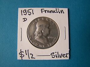 US COINS 1951 YEAR "D" FRANKLIN HALF DOLLAR NICE SILVER  COIN