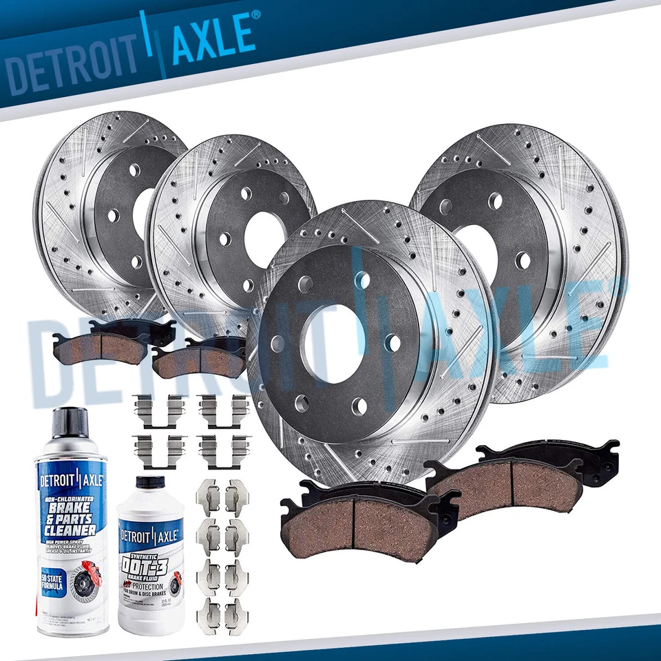 Front Rear Drilled Rotor Ceramic Brake Pad for Chevy GMC Trailblazer Envoy - Image 1 of 4