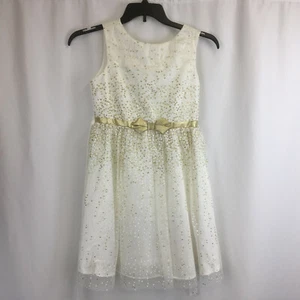Jona Michelle Glam Party Dress Girls Size 12 Polka Dot Metallic Gold Holiday - Picture 1 of 6