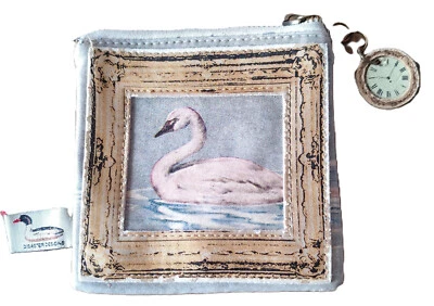 Kunsthandwerk Nostalgie Schwan Vogel Börse Tasche Portemonnaie Disaster Design - Bild 1 von 4