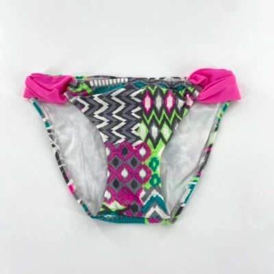 So Traje de Baño Bikini Parte Inferior Juniors Talla S Rosa Multicolor Geométrico Chevron Nuevo con Etiquetas Foto 1 de 4