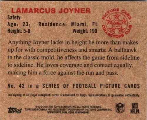 2014 Bowman 1950 Bowman Mini Rookies Auto /99 Lamarcus Joyner #42 Auto RC - Image 1 of 1