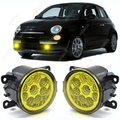 LED Fog Light For Fiat 500 2012-2018 Front Bumper Lamps Yellow Lens Fog Lights - Image 1 of 4