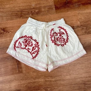 Free People pantaloncino ricamato taglia XS pull on boho coulisse orientale asiatico - Foto 1 di 10