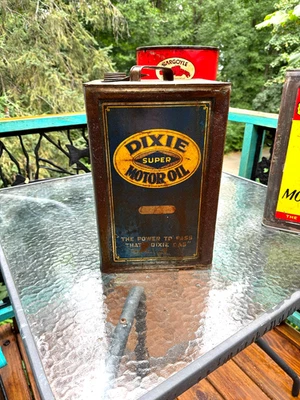 Vintage Rare LARGE 5 Gal. Metal Dixie Square Motor Oil Can Gas /sign - Image 1 of 4