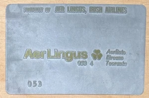 Vintage Aer Lingus Airline Ticket Validation Plate - Bild 1 von 2