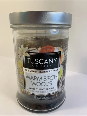 Vela Toscana Madera de Abedul Cálida Premium Vela de Cera Mármol 2 Mechas 18oz Foto 1 de 4
