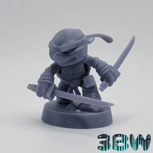 Chibi Leonardo | 2-Inch Resin Model Kit | DIY TMNT Leader Turtle with Katanas - Picture 1 of 8