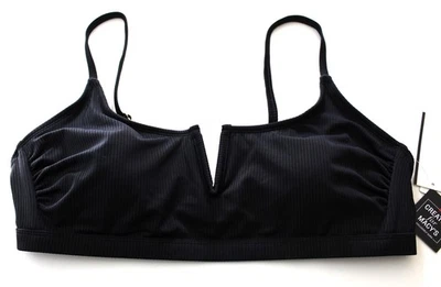 SALT COVE Juniors V Wire Ribbed Bikini Top Size XL Black - Image 1 of 2