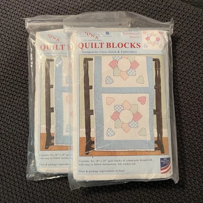 12 bloques de edredón de corazones de retazos estampados para punto de cruz o bordado paquetes de 2 Foto 1 de 4