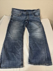 Silver Jeans Herren 42x32 blau Zac Straight Denim Stretch helle Waschung - Bild 1 von 8