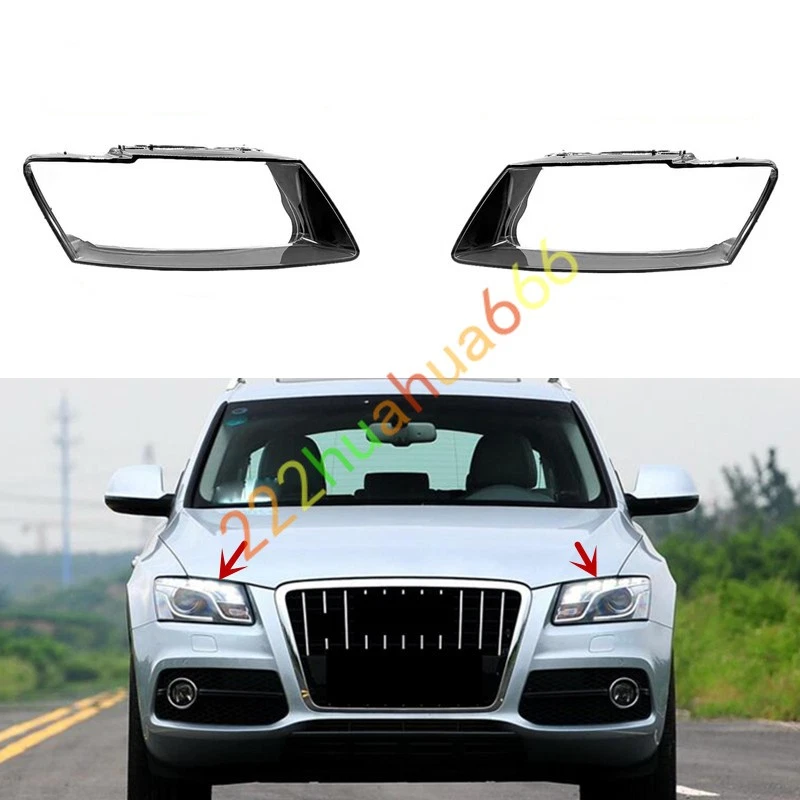 Pair Headlight Lens Clear Cover Shell + Glue For Audi Q5 2009-2012 - Image 1 of 4