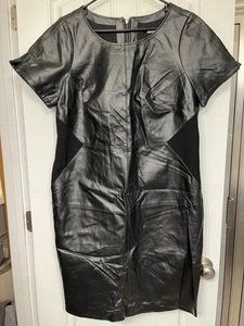 ***Jessica London Black Leather Dress Plus Size 18W Lined - Picture 1 of 7