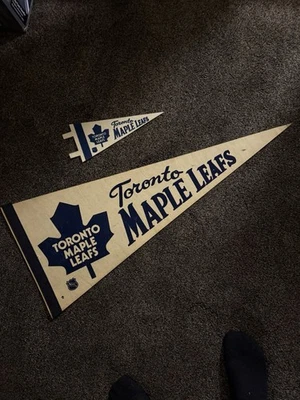 Vintage 1970 Toronto Maple Leafs NHL 29” Hockey Pennant Banner Flag  - Image 1 of 3