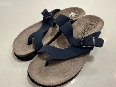 Mephisto Women's Helen Toe Loop Sandals In Navy Nubuck Size 39 (9 US) MSRP $175 - Image 1 of 4