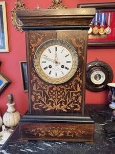Lovely Early 19C French Marquetry Mantle/Library Clock - ME & Levin - Paris - Picture 1 of 17