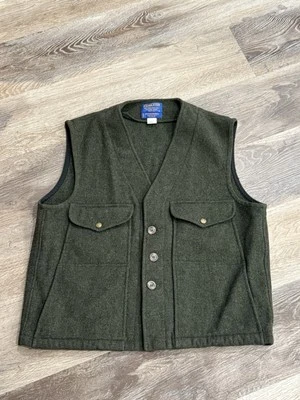 Vintage Pendleton 100% Wool Tweed Field Cruiser Mackinaw Vest Mens L Green - Image 1 of 4