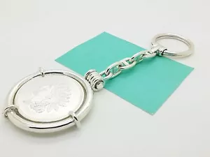 Large Sterling Chain Link Round 1 oz .999 Silver Indian Head Coin Key Chain Ring - Picture 1 of 11