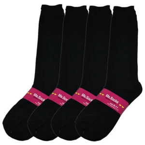 3-12 Pairs Womens Girls Cotton Long Knee High Solid Black Tube Socks Size 9-11 - Picture 1 of 9