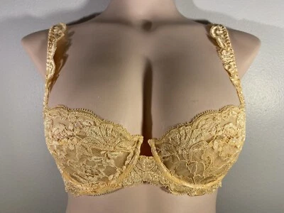 Sujetador La Perla con aros, dorado, encaje sin relleno talla 32A Italia 1 Foto 1 de 4