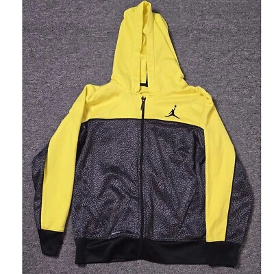 Jordan Cremallera Completa Sudadera con Capucha Chaqueta Negro y Amarillo Pullover Sudadera Niños Foto 1 de 3