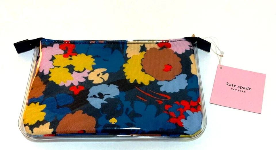Kate Spade Bolsa Columpio Flora Azul Floral Cremallera Lápiz Cosméticos Bolso NUEVO NUEVO CON ETIQUETAS Foto 1 de 4