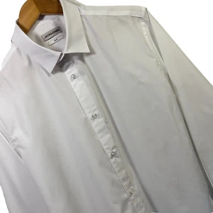 JACK & JONES Large weißes Slim Fit Hemd Langarm Baumwolle Daunen Einzelmanschette - Bild 1 von 8