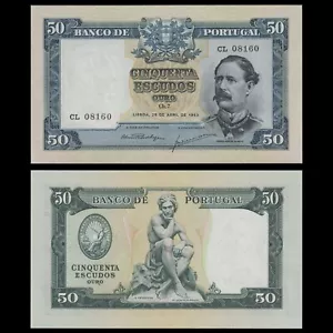🇵🇹 Portugal 50 Escudos 1953 Fontes Pereira de Melo P 160 gema nítida sin circular rara - Imagen 1 de 5