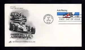 Salute to Auto Racing 1978 USPS First Day Cover (FDC) 15 Cent Stamped Envelope - Picture 1 of 2