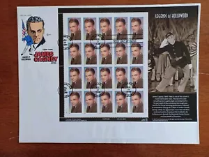 Legends of Hollywood #3329 James Cagney Sheet of 20 Stamps Cachet Craft FDC - Picture 1 of 2