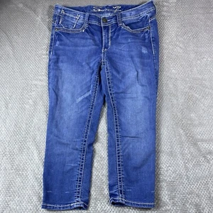 Seven 7 Womens Jeans 10 Cowgirl Capri Thick Stitch Embroidered Salvage BOHO Hot - Picture 1 of 22