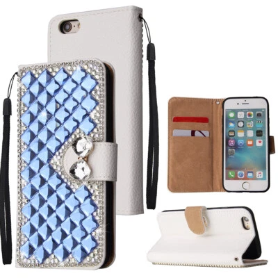 Bling Diamond Wallet Phone Case For iPhone 11 12 13 14 15 Pro Max XR XS 6 7 8 SE - Image 1 of 4