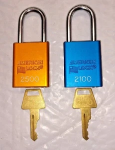 (1) American Lock 1100 Series A1106ORG or A1106BLU Engraved With 1 key - Picture 1 of 6
