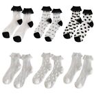 Cute Ruffle Frilly Crew Socks Sheer Summer Mesh Socks Princess Ankle Dress Socks