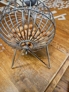 Vintage Bingo Cage Wooden Balls (4 missing) Great shape! Crank! - Picture 1 of 3