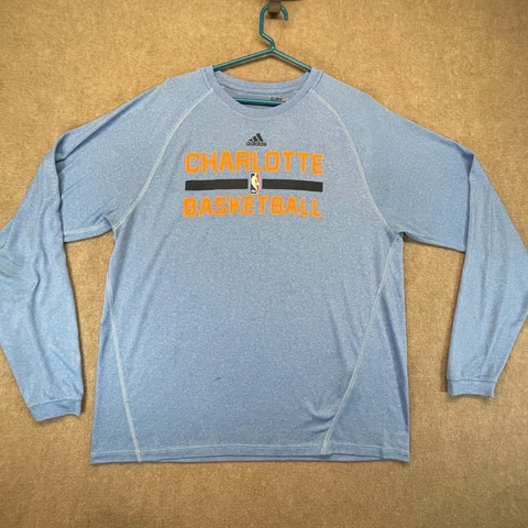 Charlotte Basketball adidas Shirt Men's XL Blue Heather Long Sleeve NBA STAINS Cover