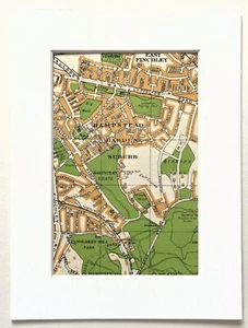 Antique 1939 London Map - Mounted - HAMPSTEAD HEATH-GARDEN SUBURB-EAST FINCHLEY - Picture 1 of 1