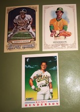 Rickey Henderson 3 Card Lot 1991 Fleer #2, 2012 A Ginter #254, 2014 Gypsy #200