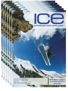 300 Sheet ICE 220 gsm Matt A4 DOUBLE Sided Matte DUO coated pro PHOTO paper - Picture 1 of 1