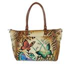 Anuschka Animal Butterfly Tan Hand Painted Leather Tote & Organizer Wallet - Nwt
